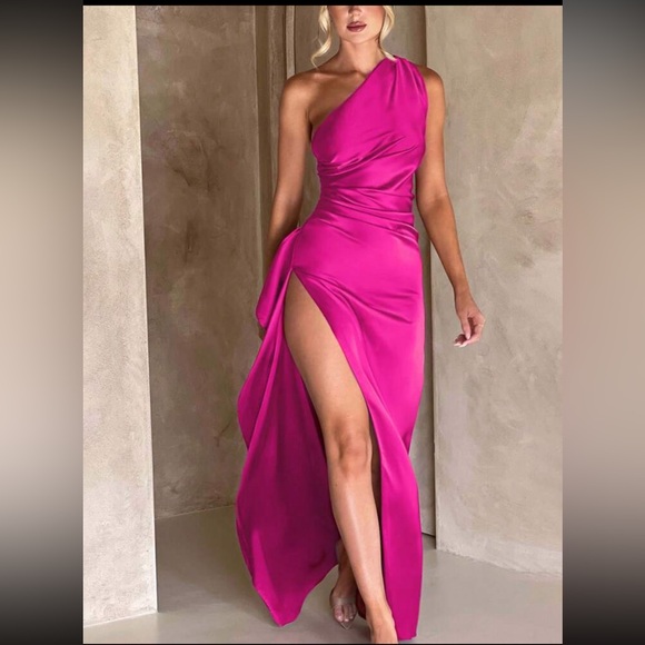 Pink One Shoulder Dress - Picture 1 of 6